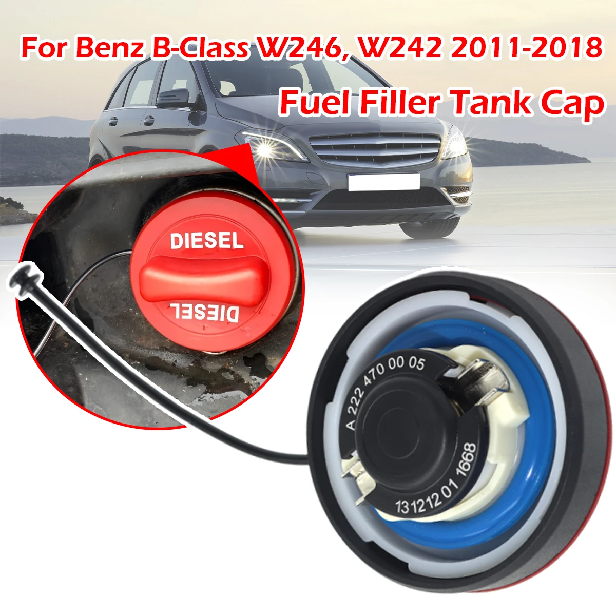 

Fuel Filler Screw Cap Automotive Diesel Tank Cover Car Replacement Part For Benz B-Class W246 W242 2011-2018 B160 B180 B200CDi