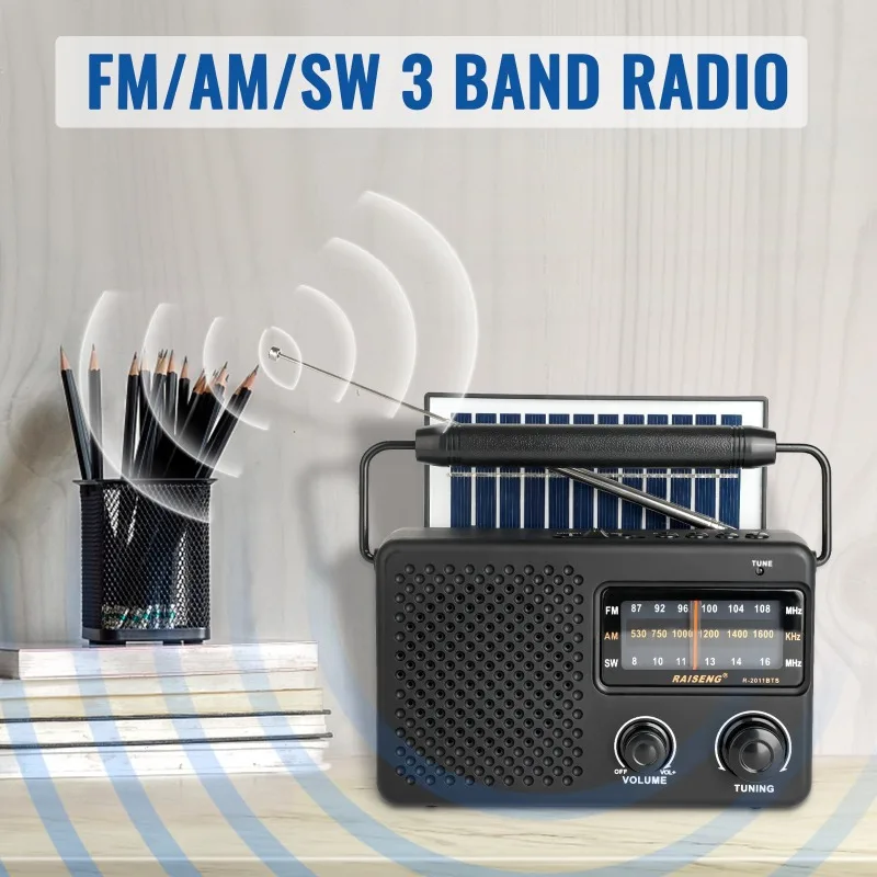 

Solar Radio AM FM Sw 3 Band Wireless Radio with 5v Solar Cell Panel Rechargeable Windup Solar Cell Panel Powered AM FM Radio