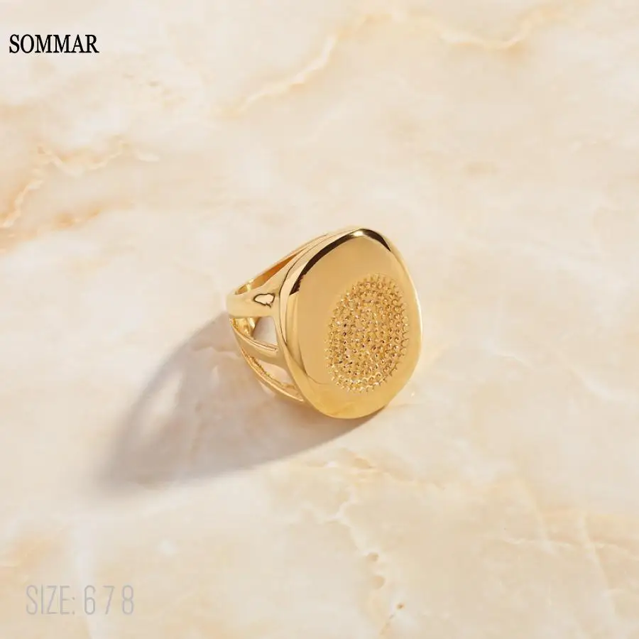 SOMMAR floating charms Gold color size 6 7 8 female female ring Love Imprint Ring men ring Charming Jewelry Accessories