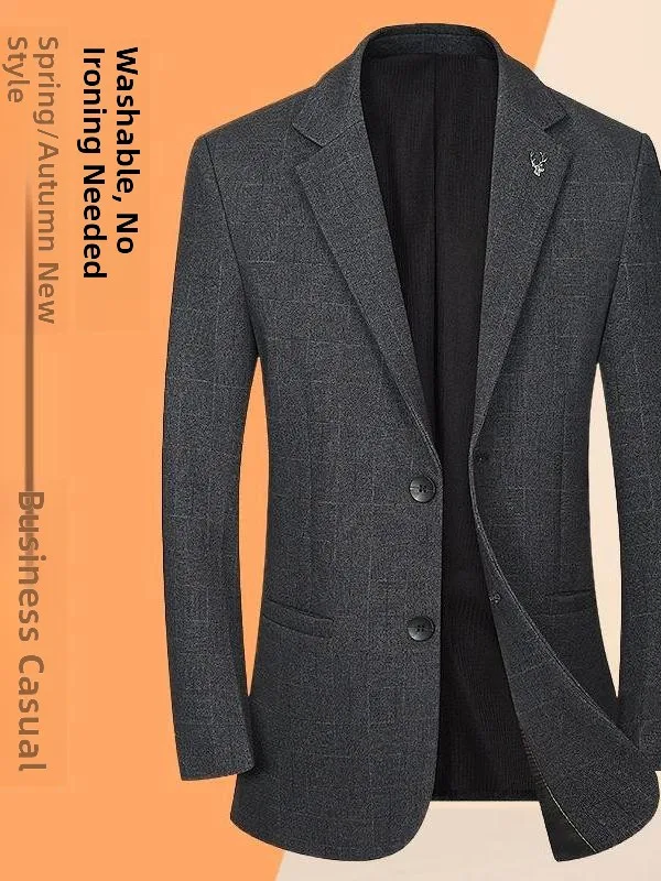

Men's Casual Woolen Suit Jacket Loose Fit Spring Autumn Winter Leisure Style Single-breasted Two-button Notch Lapel Coat