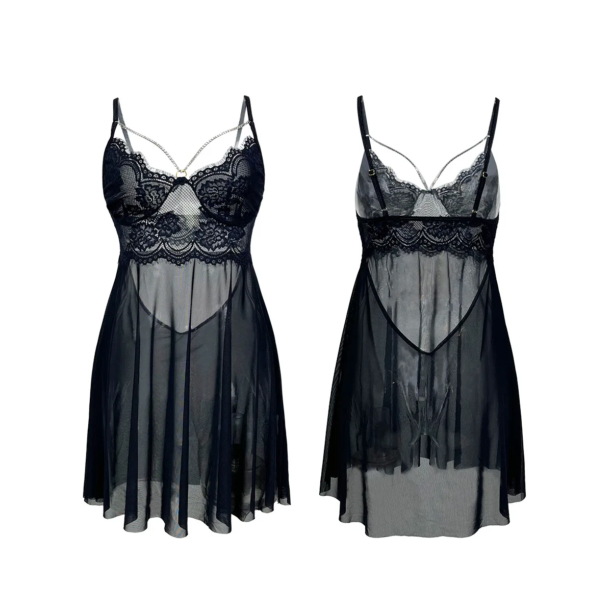 โปร่งใสเซ็กซี่ชุดชั้นใน Hollowed Lace Temptation Nightgown สําหรับผู้หญิงเร้าอารมณ์ชุดนอน Lenceria ชุดชั้นในใหม่มาถึง