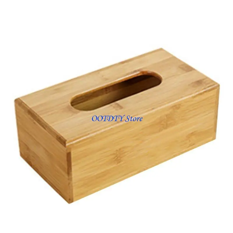 367A Creative Bamboo Napkin Tissue Holder Box Durable Exquisite Tissue Utility Tabletop Paper Dispens