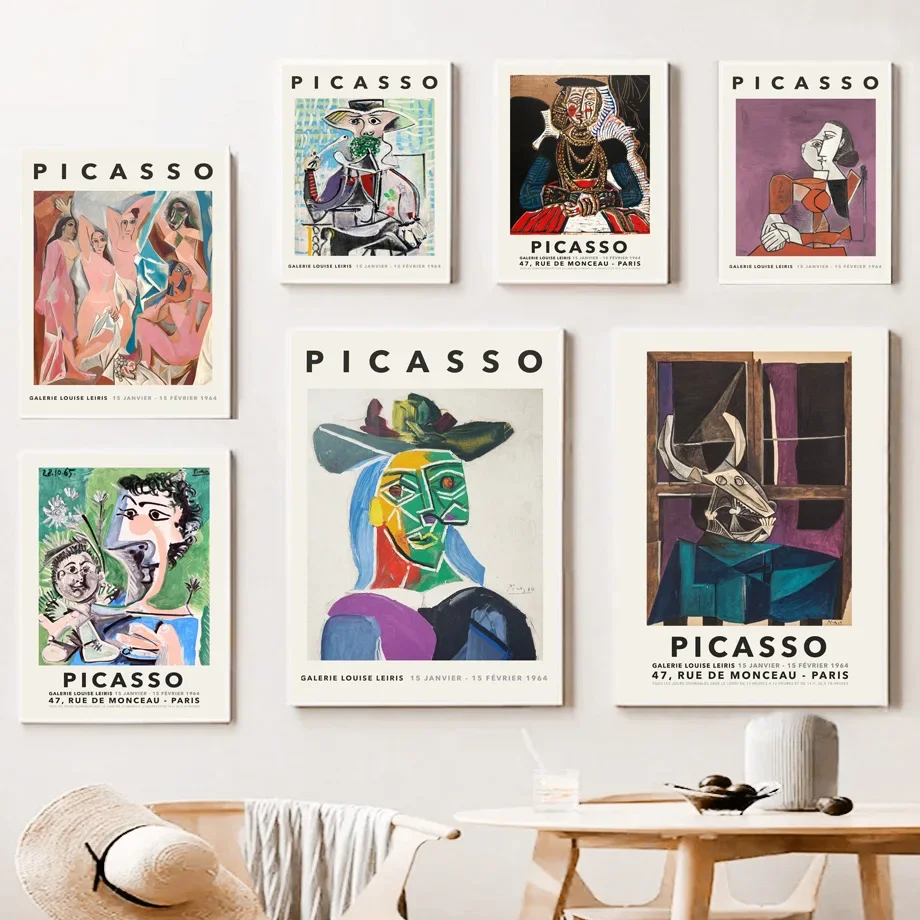 Picasso Abstract Figure Exhibition Wall Art Canvas Painting Vintage Poster Print Museum Modern Gallery Wall Pictures Home Decor