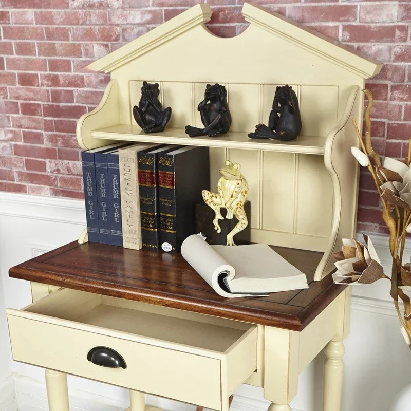 American simple solid wood writing desk small desk combination European pastoral bedroom study