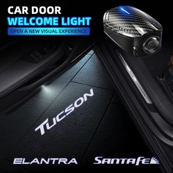 2pcs USB Rechargeable For Tucson Santa Fe Elantra Logo Car Door HD LED Lamps Projector Courtesy Welcome Lights