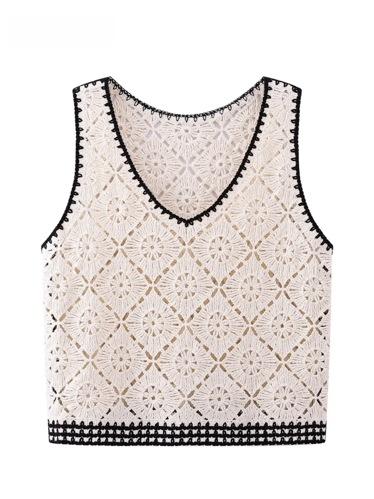 JZZDEMM uitgehold Geborduurd Gebreid Vest vrouwen Svel Overhead irt Dunne Zomer Nieuwe Sle 2025 ort Lengte