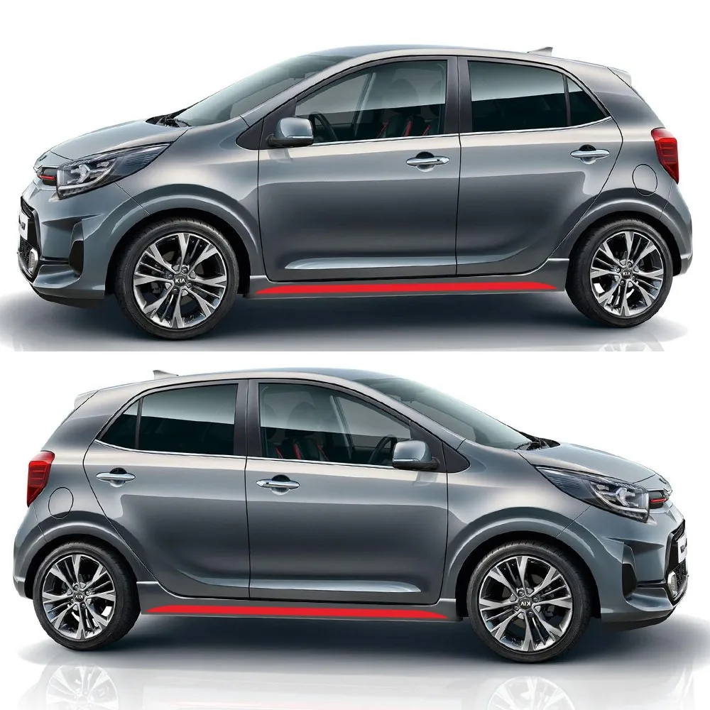 2PCSFashion racing stripes car sticker For Kia Picanto Morning creative side skirts vinyl decals decorative door accessories