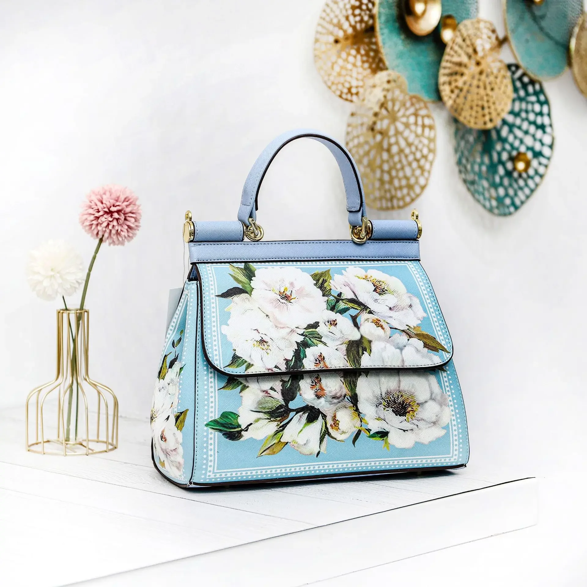 2024 Classic Women Frame Handbag Europe and America Printing Shoulder Messenger Totes Ladies Bags Bolsa Feminina Art Print