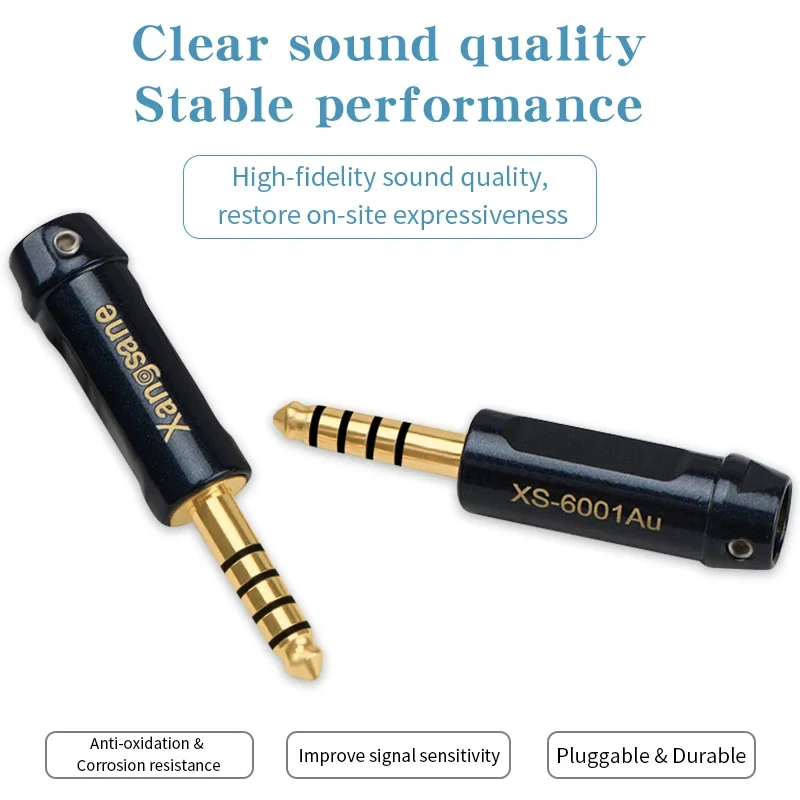 Gold Plated Copper 4.4mm Balanced Plug Welding Audio Adapter Headphone Cable DIY 4 Section Connector