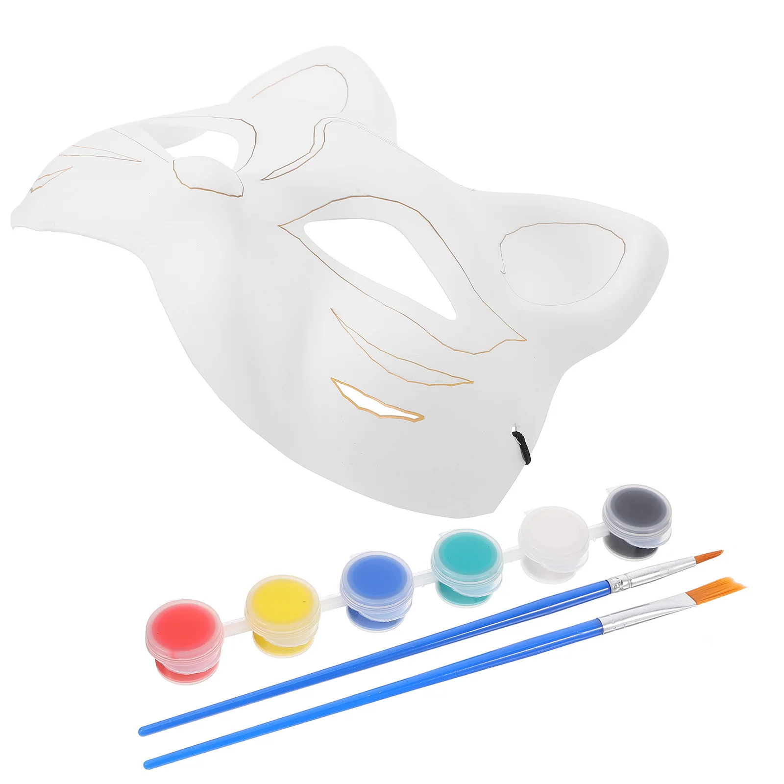 

1Set DIY Blank Fox Cat Mask Painting Kit Unfinished Masquerade Party Halloween Costume Animal Face