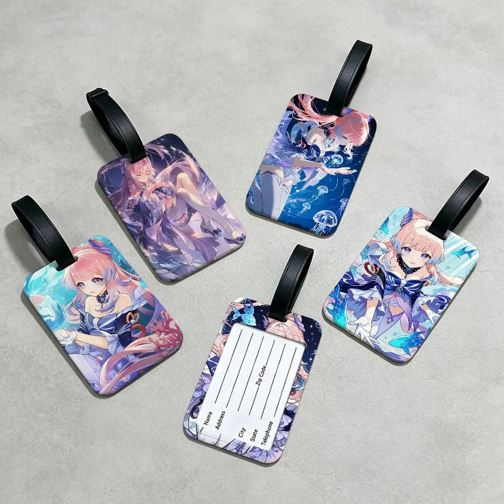Sangonomiya Kokomi Genshin I-Impact Anime Lightweight Anti lost PVC Luggage Tag Removable Info Card Sleeve Backpack Accessory