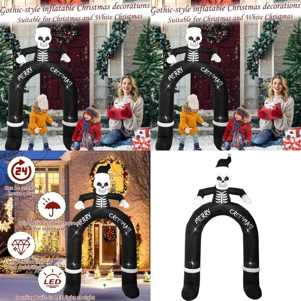 

Готическая арка-скелет со светодиодной подсветкой — надувная наружная арка длиной 10 футов для праздничного газона и декора патио