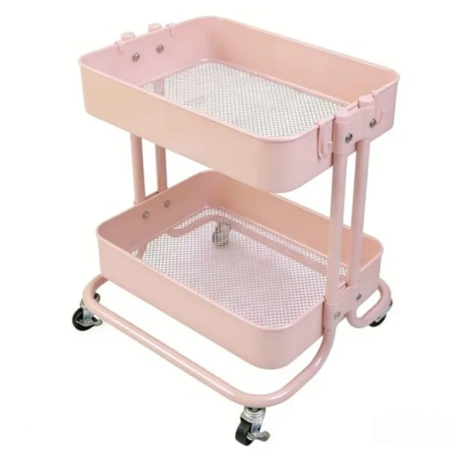 

Двухуровневая передвижная тележка на колесиках для хранения под столом, маленькая передвижная тележка для кладовой, металлическая короткая универсальная тележка для небольших помещений