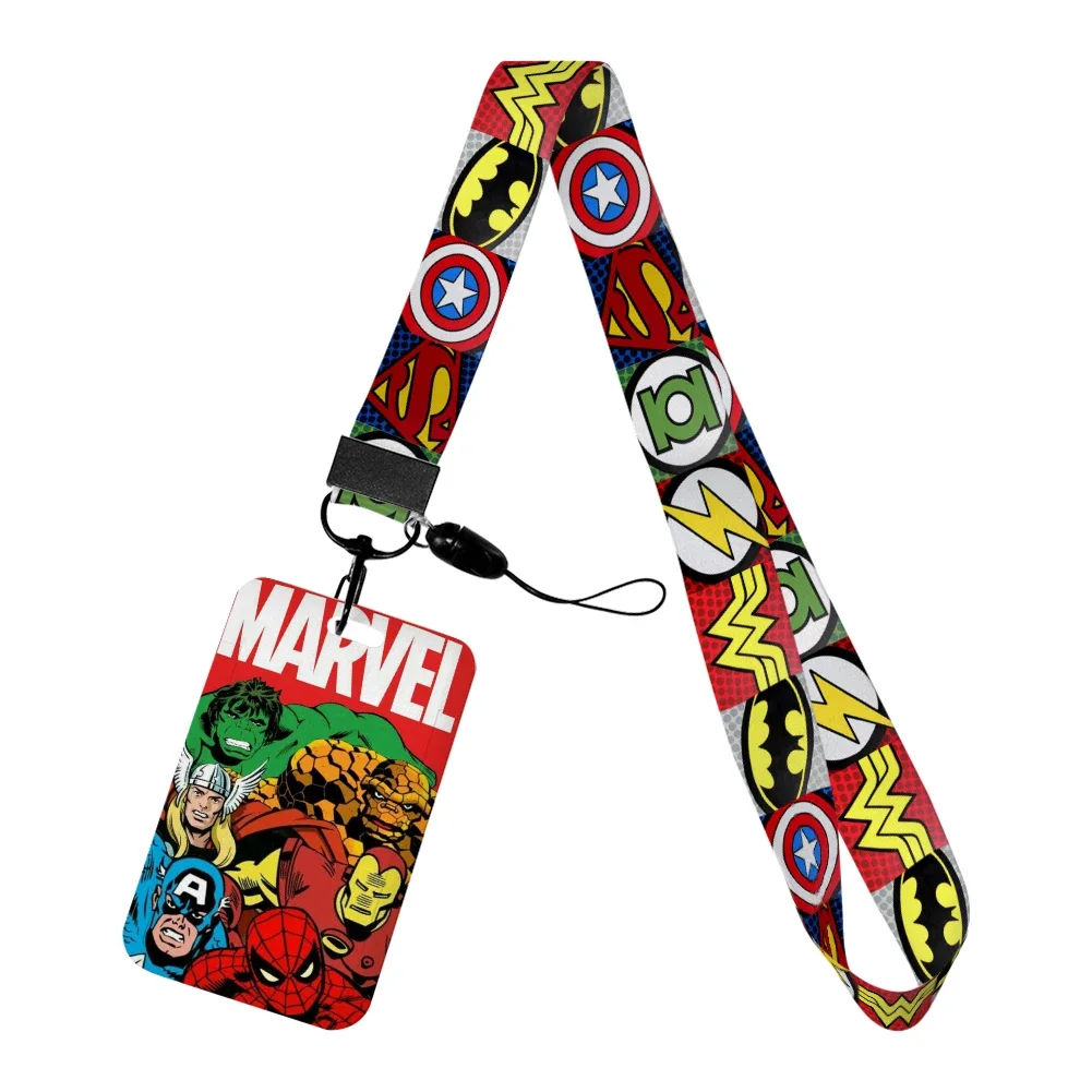 Marvel Movie Characters Super Heroes ABS Card Cover Student Campus Hanging Neck Bag Card Holder Lanyard ID Card Holders Keychain