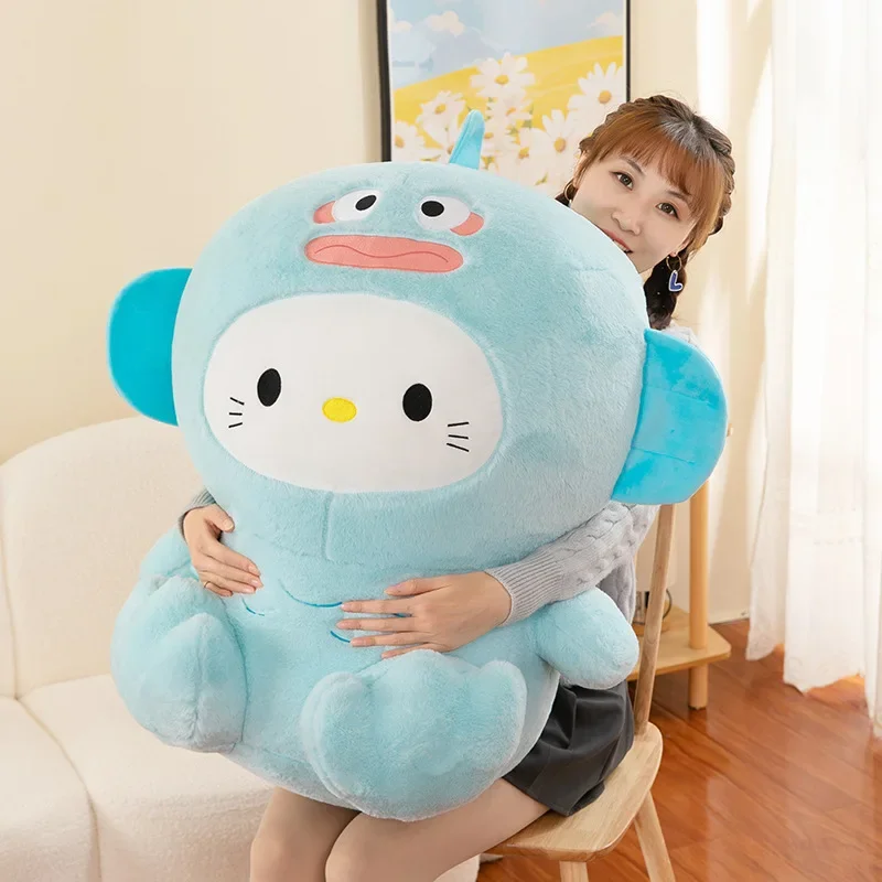 Sanrio Hangyodon-muñeco de peluche de Hello Kitty, muñeco de transformación, Cinnamoroll, Hello Kitty, almohada de peluche, juguete Kawaii, Hangyodon, regalo para niñas