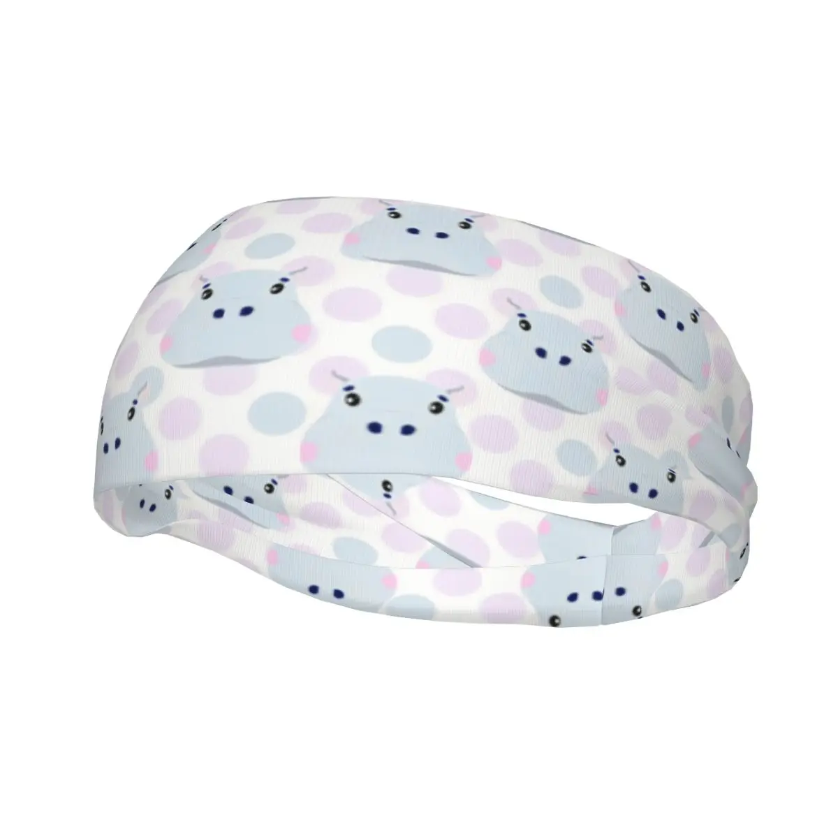 

Hippopotamus Face Illustration Elastic Hair Band Yoga Headband Makeup Hair Hoop Headwrap