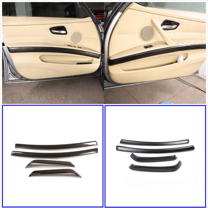 For BMW 3 Series E90 2005 2006 2007 2008 2009 2010 2011 2012 Carbon Fiber Texture Interior Door Armrest Side Strips Trim Cover