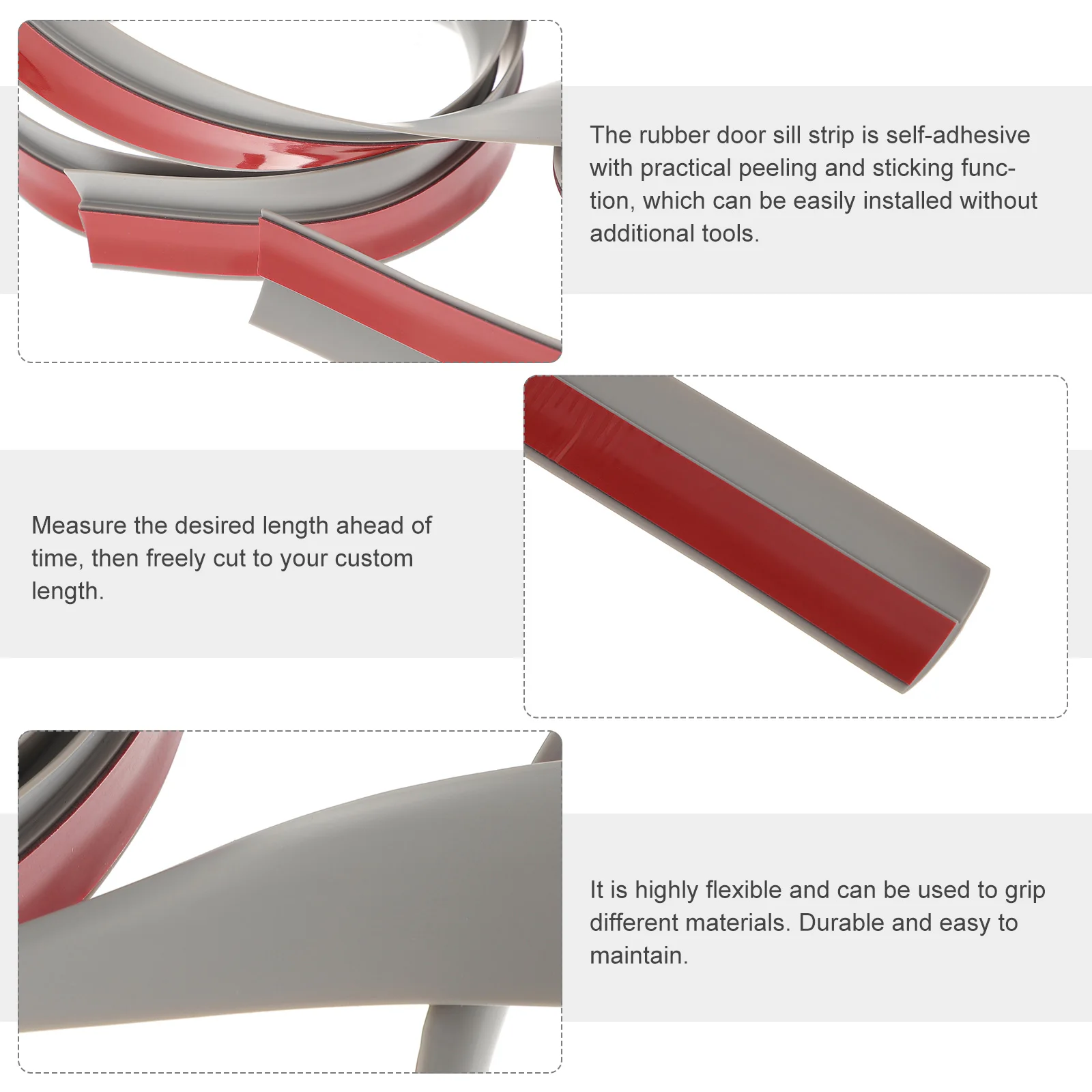 

6.56ft PVC Floor Transition Strip Self Adhesive Carpet Trim for 5mm Floors Tile Edging Thresholds Doorway Cover Strips