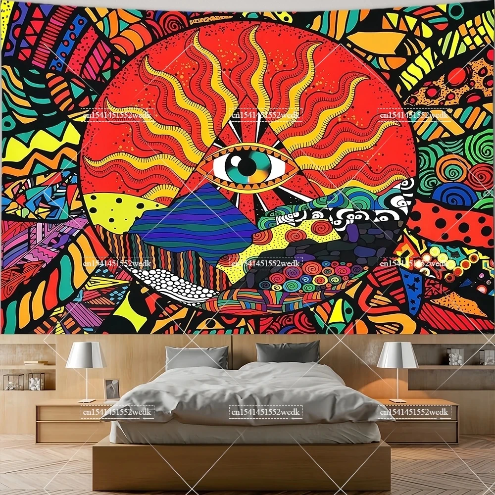 Tie Dye Eye Tapestry Psychedelic Arabesque Tapestrys Hippie Sun Mountains Landscape Tapestries Aesthetic Room Decor Wallpapers