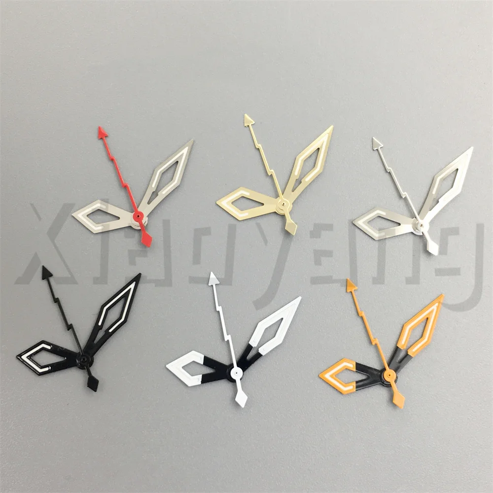 

Полые стрелки часов с дизайном баточки, черные, белые, оранжевые указатели с зеленым светом C3, подходят для деталей часов с механизмом NH35 PT5000