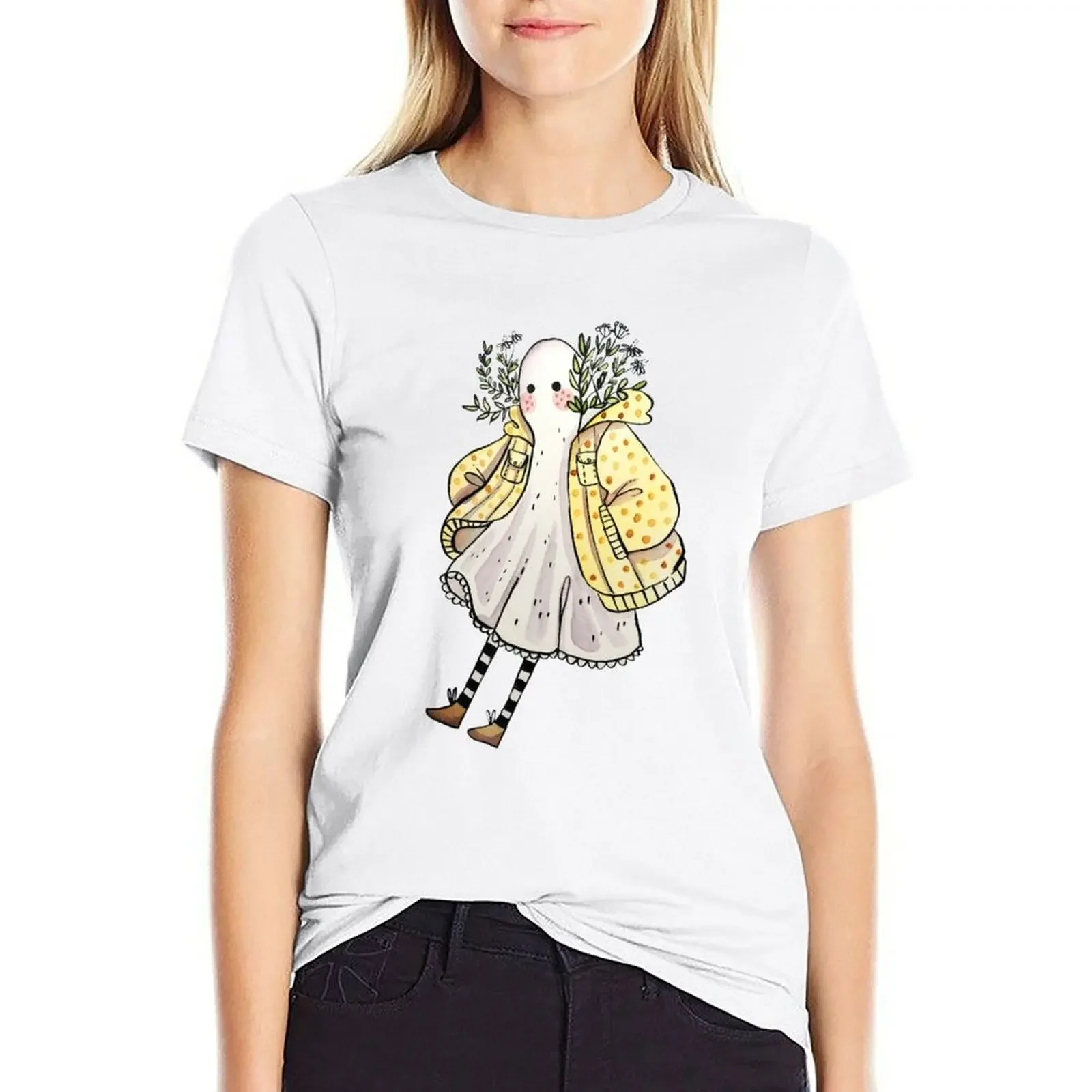 Little Ghostie in Raincoat T-shirt funny vintage clothes new edition t shirts for Women