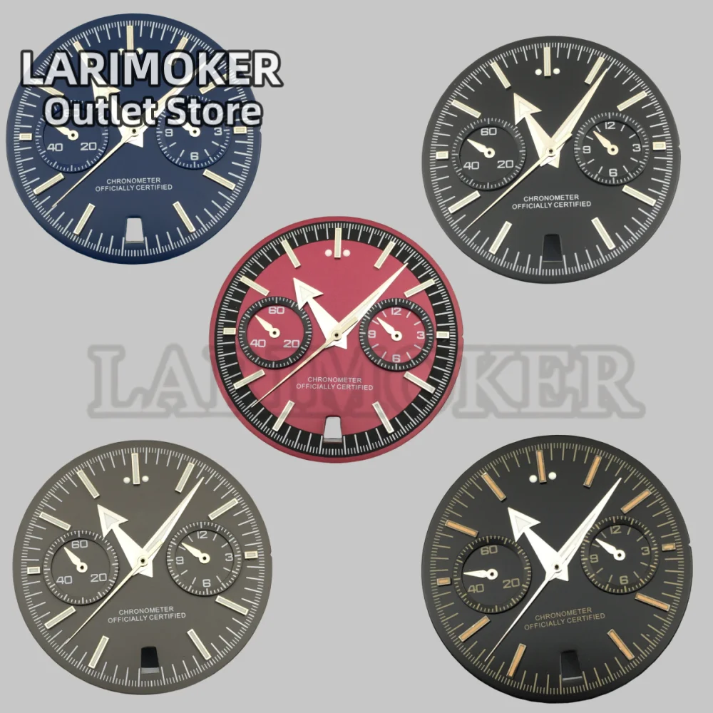LARIMOKER VK64 31.5mm Dial 5-pin Hands Green Luminous Fit VK64 Quartz Movement 6 O'Clock Date