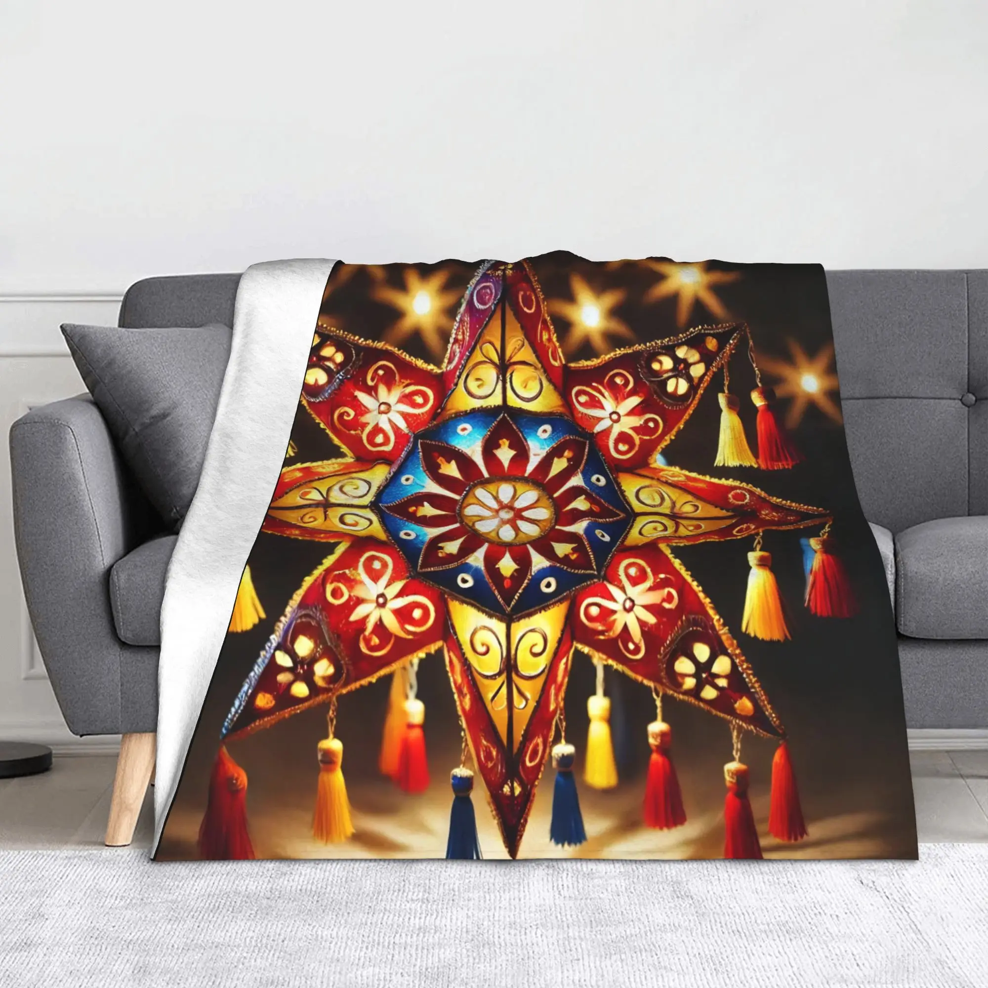 Philippines Christmas Parol Knitted Blankets  Wool Throw Blankets Home Couch Decoration Soft Warm Bedspreads