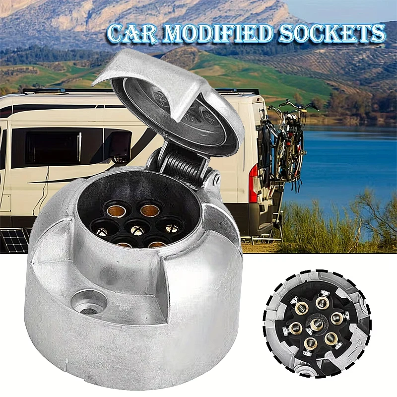 

1Set 12V 7 Pin Trailer Plug Socket Set Rubber Seal Car Trailer Coupling Connector EU Plug Durable RV Trucks Trailers Accessories