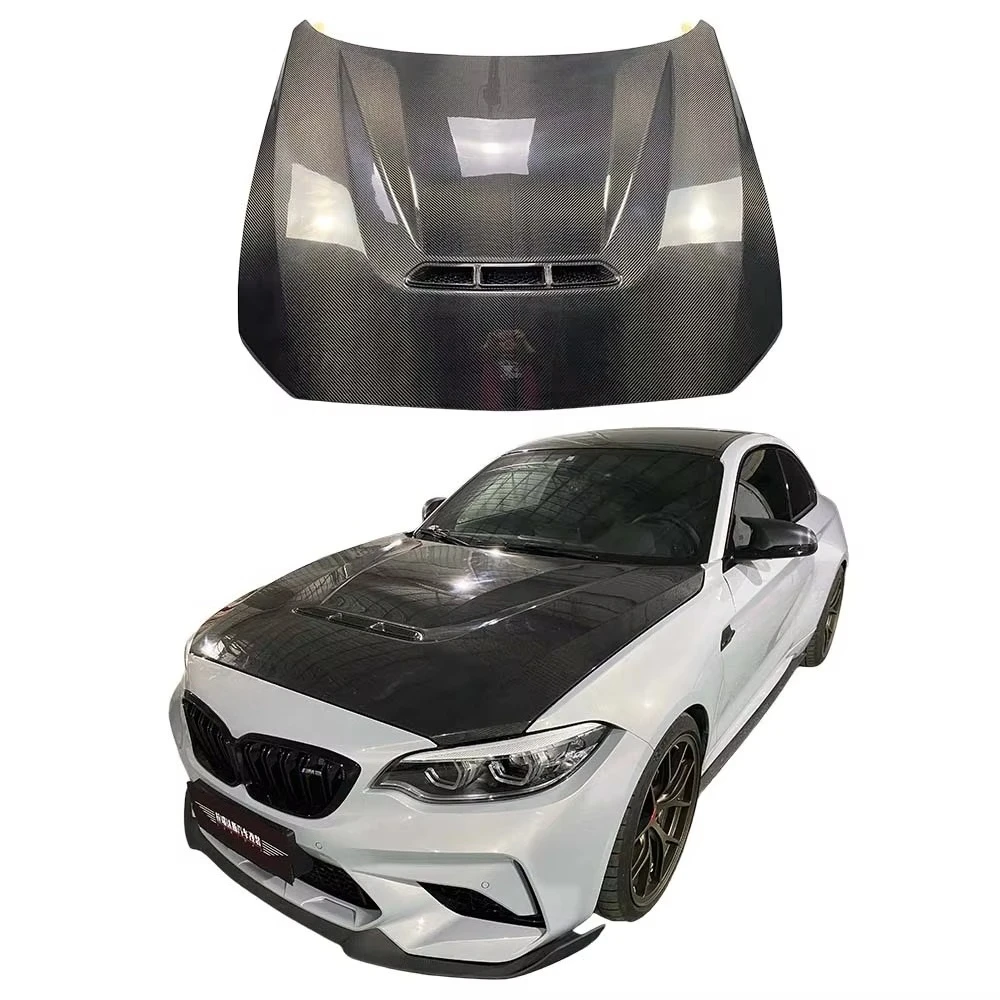 CS Style Pre-preg Dry Carbon Fiber New Bolt-On Hood Bonnet for F87 M2 M2C 2 Series 2018-2020 Includes Bolts