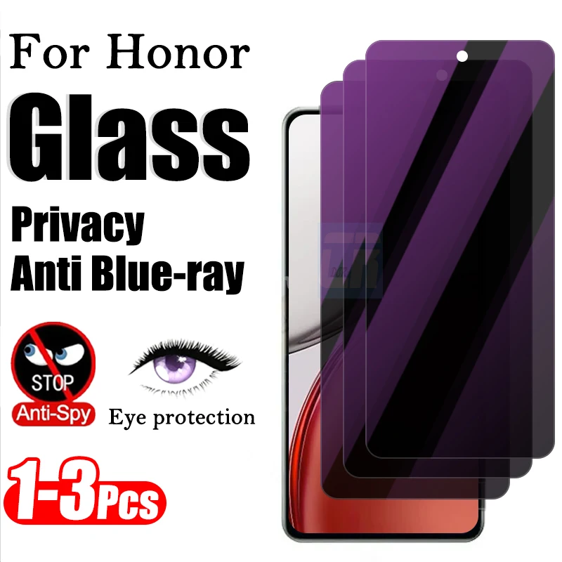 

1-3pcs Premium Privacy Anti-blue Light Tempered Glass for Honor X9d X7d X8c X7c X8a X7a X8b X7b X6b Anti-Spy Screen Protector