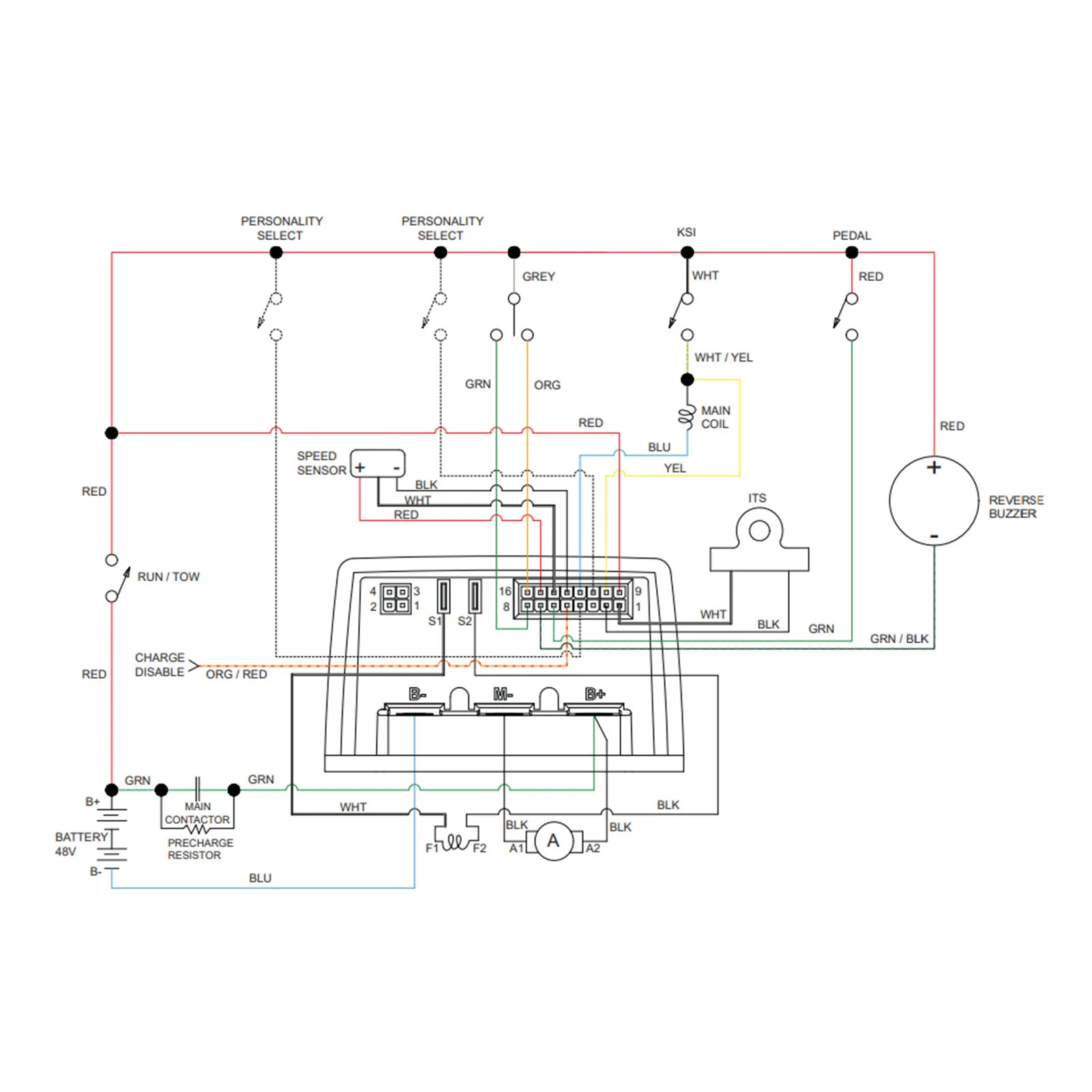 カート モーター コントローラー 48V モーター コントローラー 250A ITS スロットル入力 1206HB 5201 E‑GO Express S4 L4 の交換用