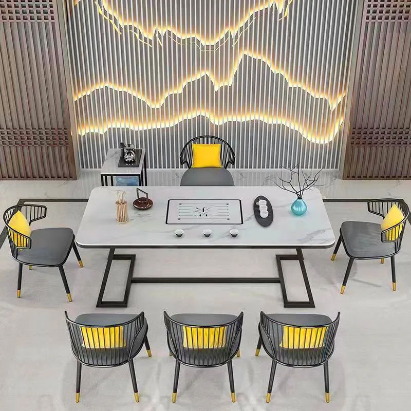 New Chinese light luxury rock slab tea table, simple modern tea table and chair combination