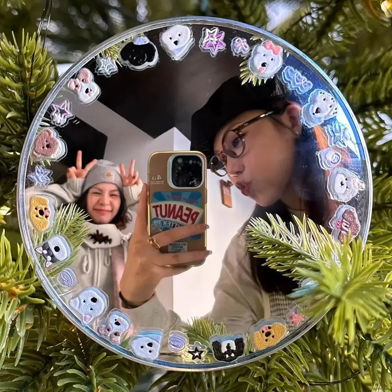 Round Convex Mirror Travel Selfie Photo Props High-definition Mirror Portable Makeup Mirror Handheld Photography Mirrors