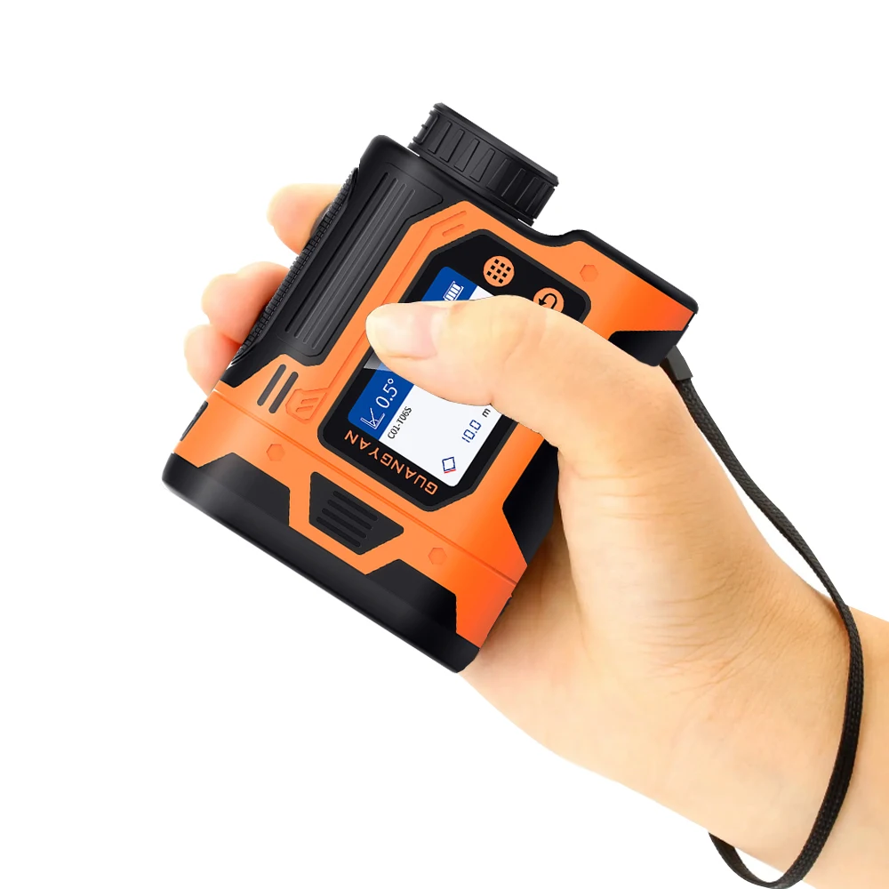 Laser Rangefinder 6.0x Long Distance Rechargeable Orange Golf and Hunting IP65 Protection 0.1M Accuracy