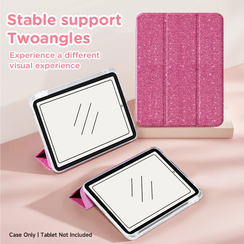 Sparkle Pink/Purple iPad Case/ Stand for Air 4/5/6/7, iPad10/11, Pro 11, mini 6/7, 10.2