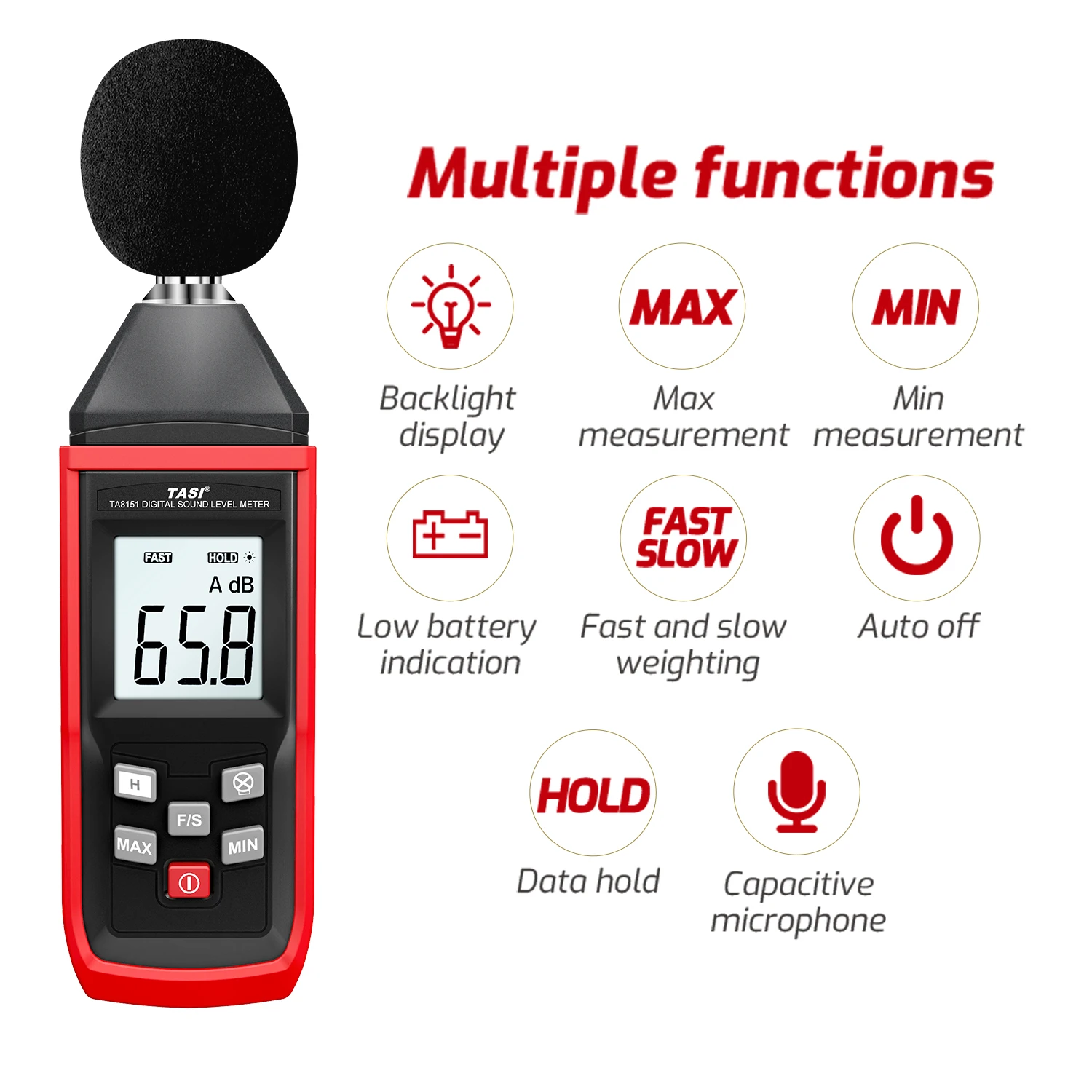 

Digital Sound Level Meter SLM Household Noise Tester Sound Detector Decibel Monitor 30-130dB Acoustic Measurement Tools