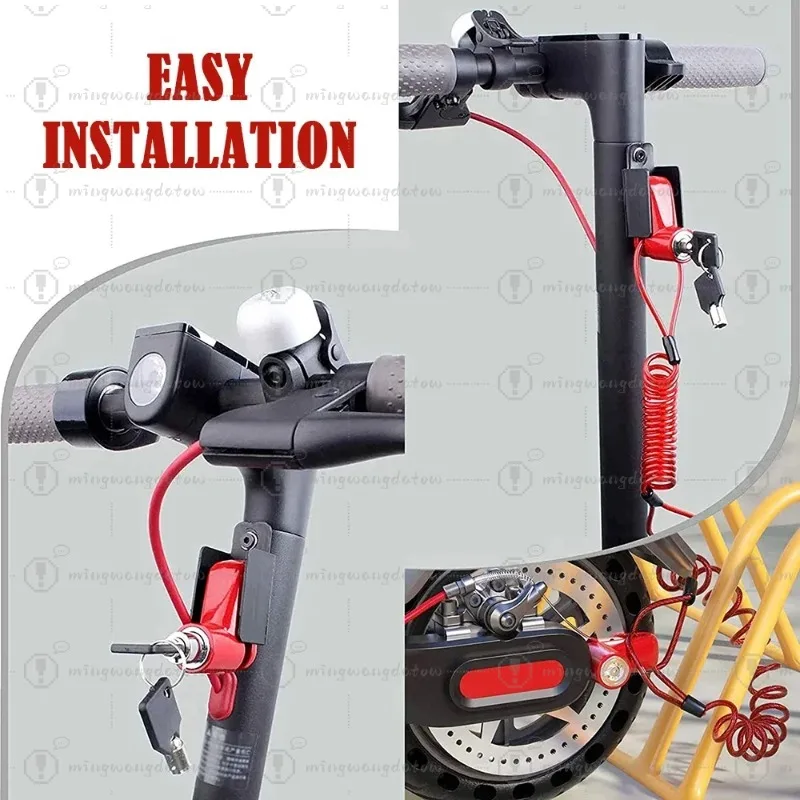 Electric scooter, bicycle, motorcycle wheel hub anti-theft lock, disc brake wire lock, disc brake lock+reminder rope