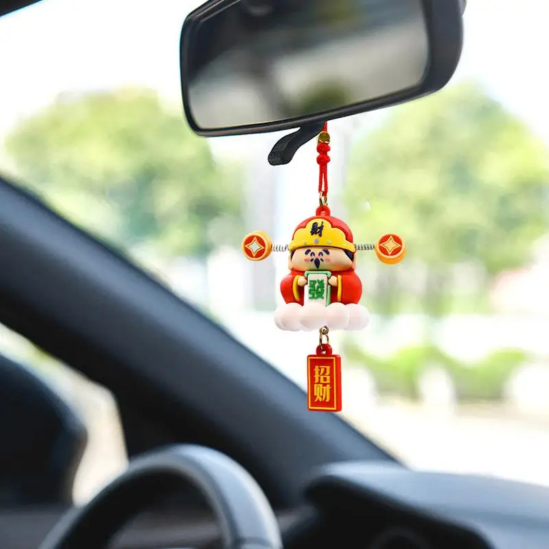 Car Rear View Mirror Accessories Hangable God Of Wealth Silicone Pendant Chinese Ornaments Gifts Meaningful Feng Shui Home Decor