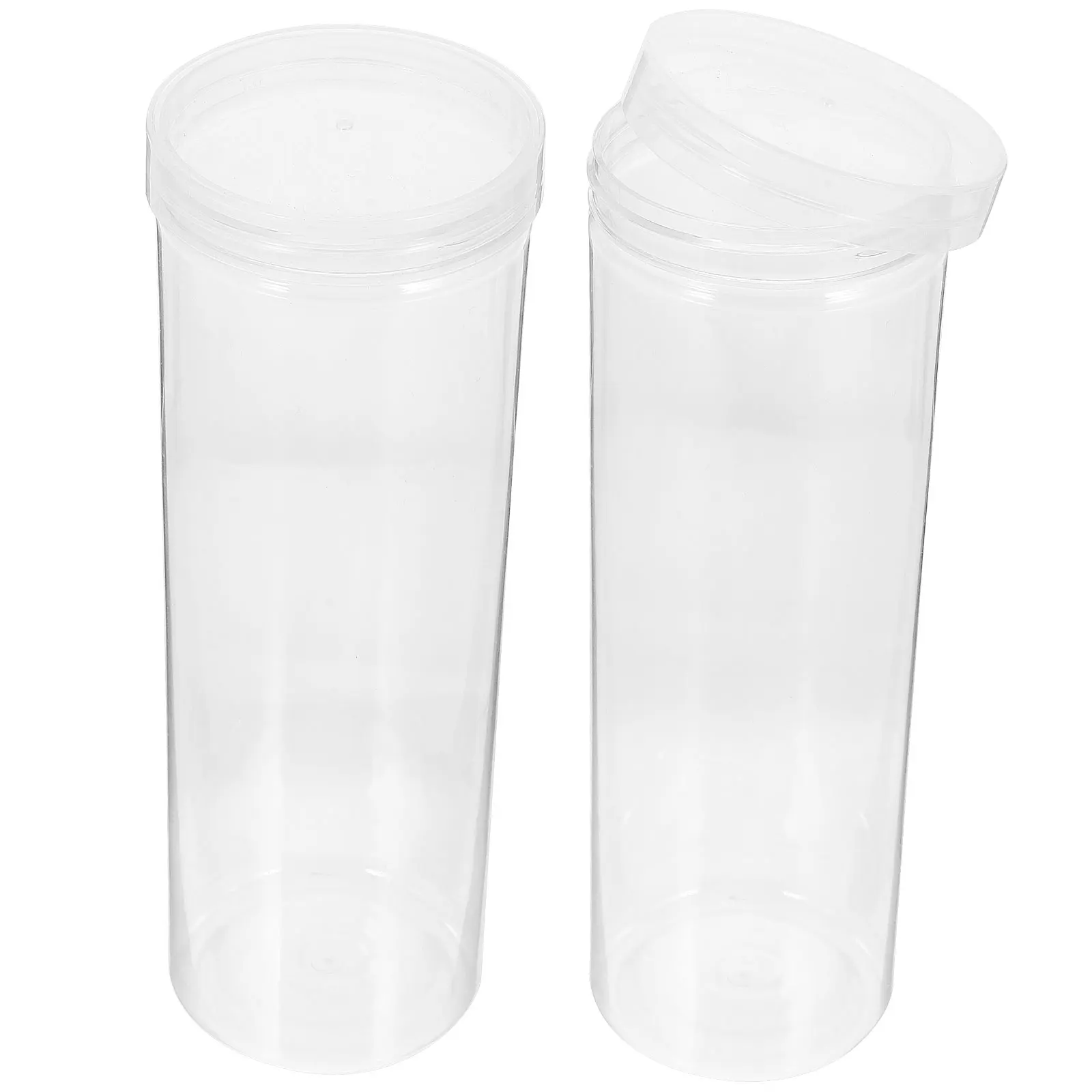 

2pcs Transparent Pen Holder Case Containers With Cap Plastic Display Boxes Empty Storage For Pens Pencils Small Objects