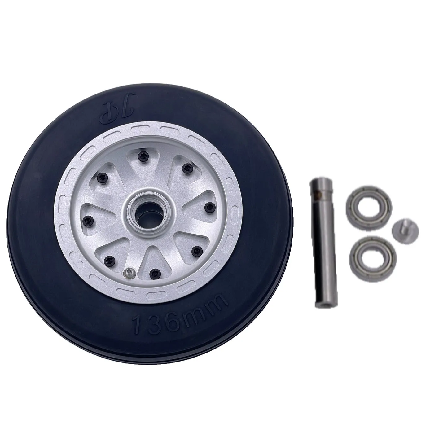 Roues de frein modèle RC 136mm pour avion, pneus en caoutchouc durables avec moyeux en aluminium, accessoires de train d'atterrissage pour échelle 1/5 1/6