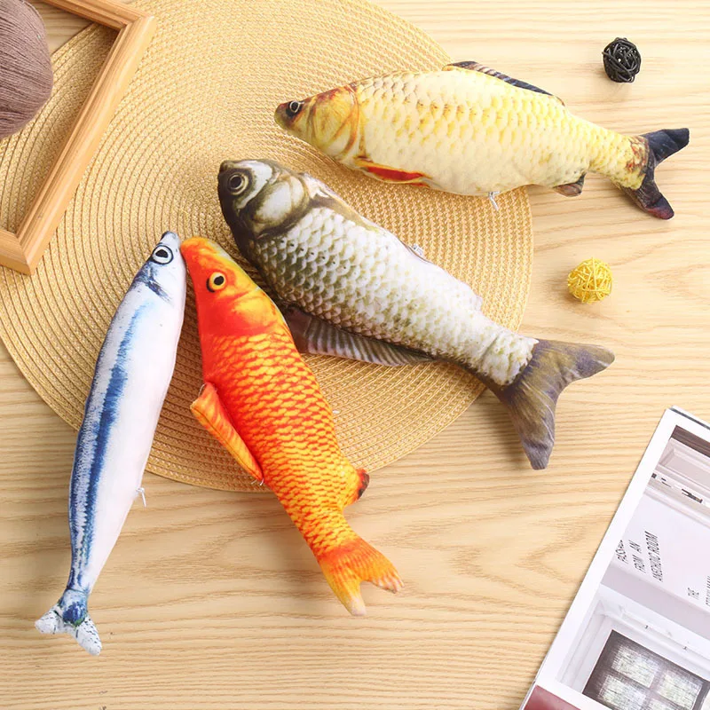 20CM Soft Plush 3D Simulation Cat Toy Fish, Catnip Fish-Shaped Anti-Bite, Chewing Interactive Toy Cat Toys Fish Pet Supplies