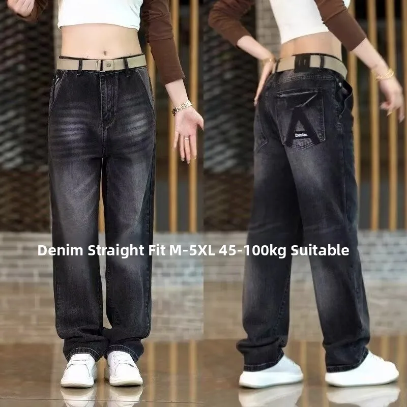 

Мужские джинсы свободного кроя с вышивкой, прямые штанины, в стиле ретро, американский уличный стиль, весна-осень, хлопковый деним, молодежная мода