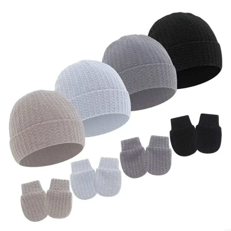 

Soft & Comfortable Newborns Baby Mittens and Turban Hat Cotton Gloves & Bonnet Essential Cold Protections 15UB