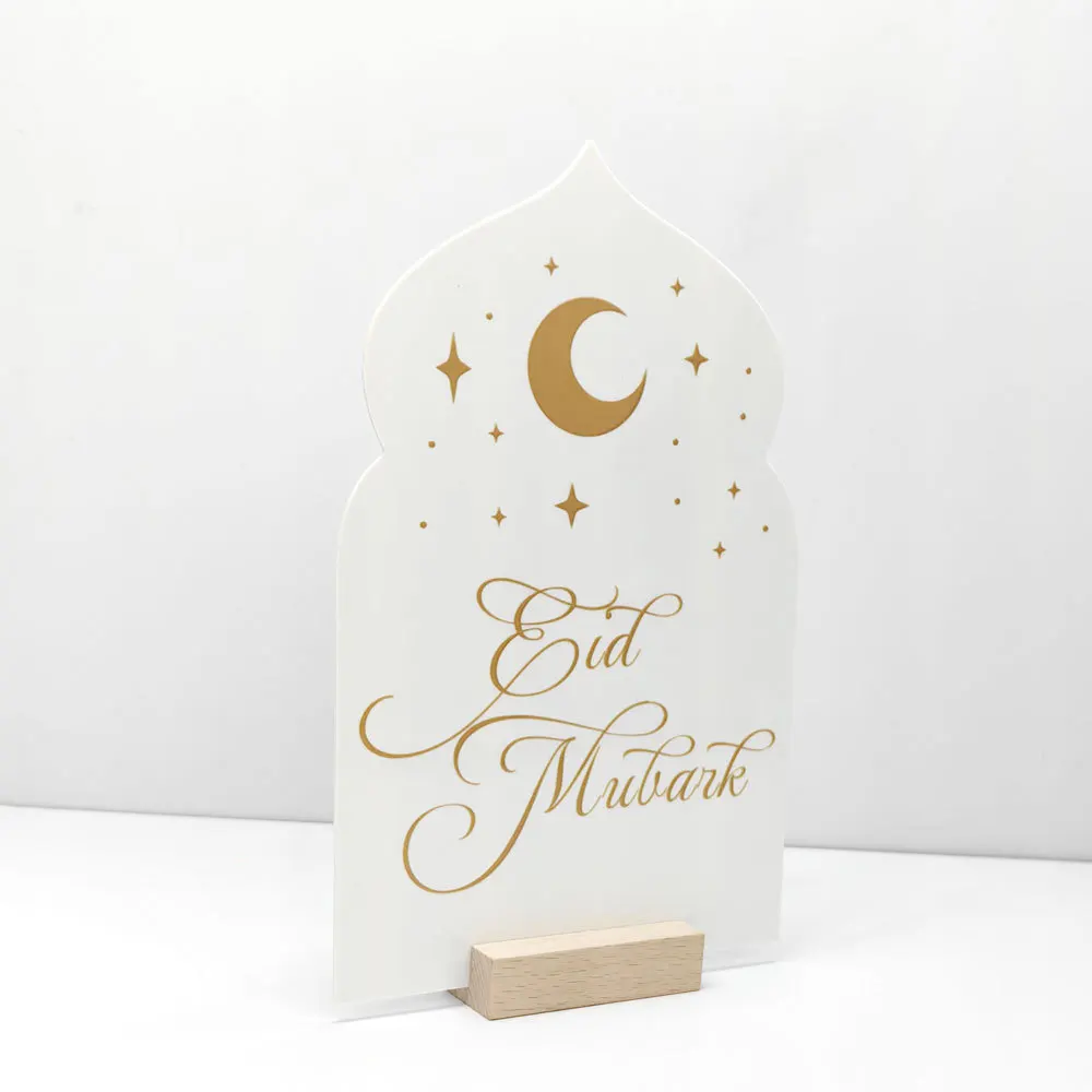 Reusable Acrylic Ramadan Calendar Board Wooden Base Table Ornament Mubarak Eid Advent Day Suhoor Iftaar Countdown Gifts with Pen