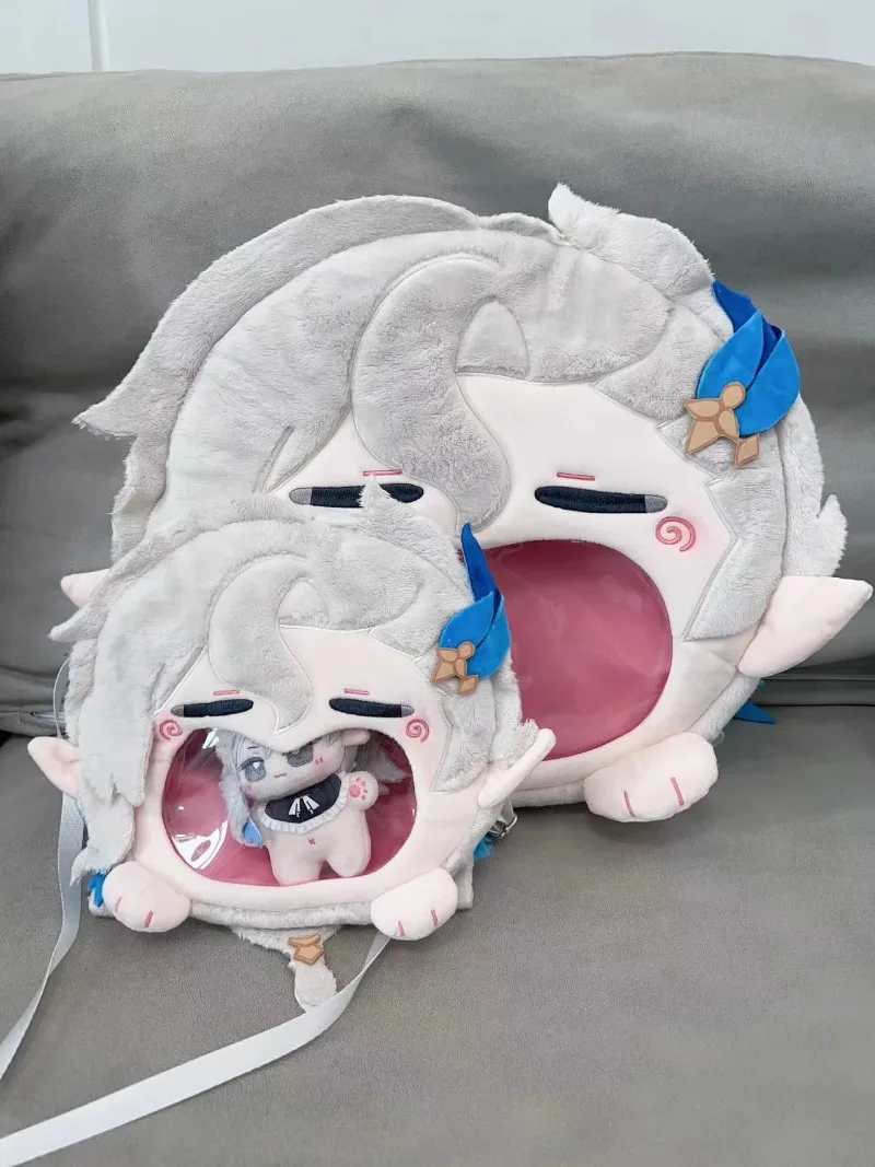 Game GS Impact Cos Neuvillette Inquisitor Anime Unisex Plush Big Mouth Display Pain Bag Backpack Gift