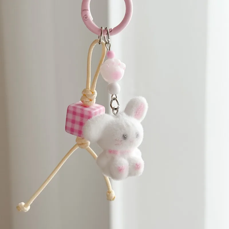 

2pcs- Bunny and Bear Flocked Pendant, Versatile Bag and Camera Accessory, Simple and Versatile Phone Chain and CCD Accessory