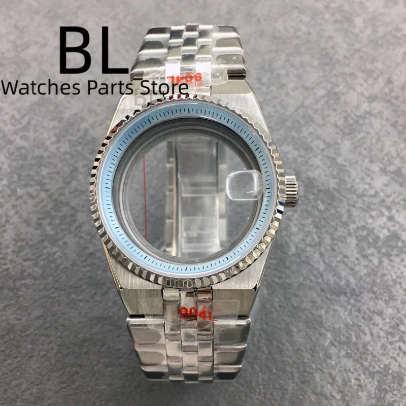 BLIGER 36mm40mm High Quality Silver BLand-DwelweMen's Watch Case For NH35 Movement Watch Parts Sapphire Glass 10BAR Watches Box
