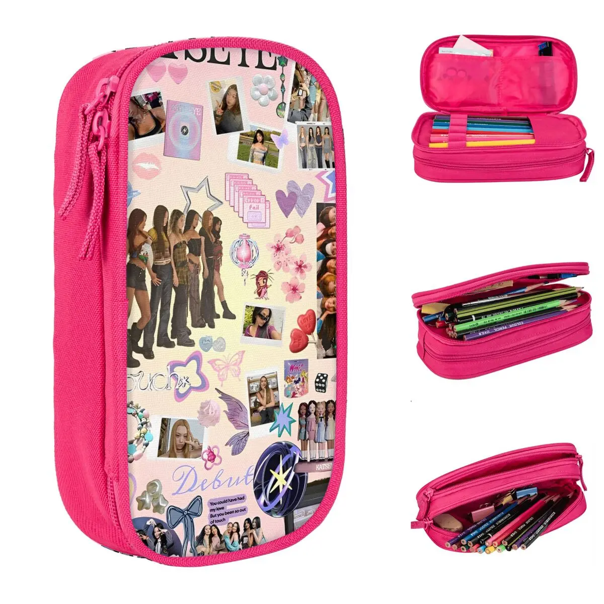 

Новый пенал Katseye Kpop Idol, пеналы в корейском стиле, ручка, детская большая сумка для хранения, школьные принадлежности, подарочные канцелярские принадлежности