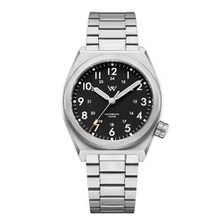 WM Watch Automatic Mechanical Pilot Watch NH35 AR Coated 100 Water Resistant Simple Style Sapphire Welly Merck Watches WM216
