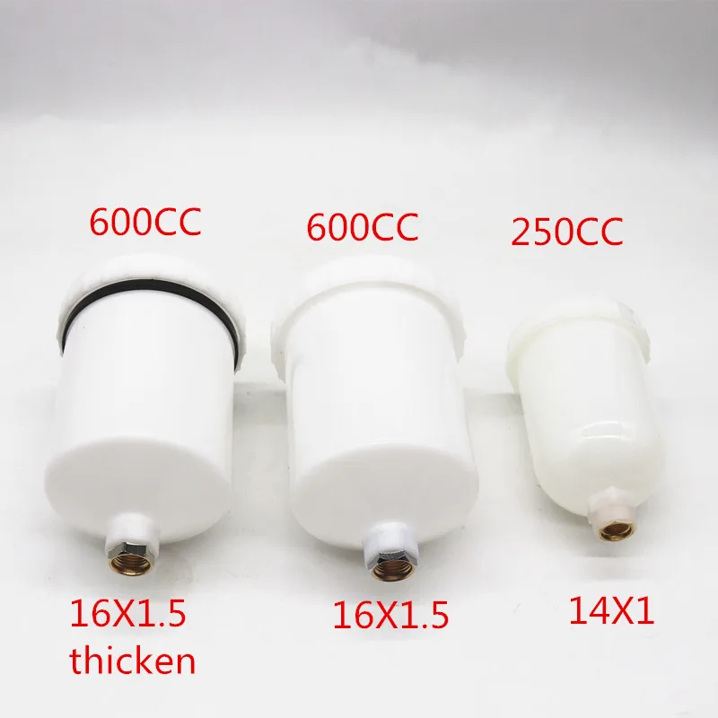 1pcs 250ml and 600ml Plastic Spray Paint Cup Sprayer Cup Air Gravity Feed Paint Spray Pot Thread Connector for Spray Gun Parts